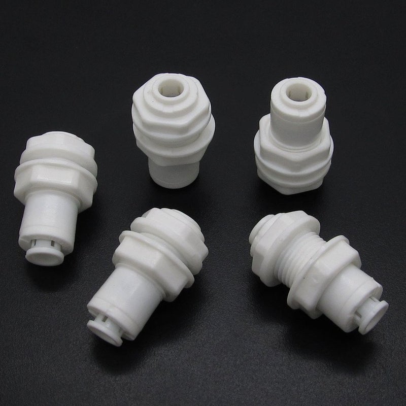NewZoll 5 PCS White Fittings Bulkhead Connector 1/4"" Tube Quick connect RO Water Filter Connector - Image 2